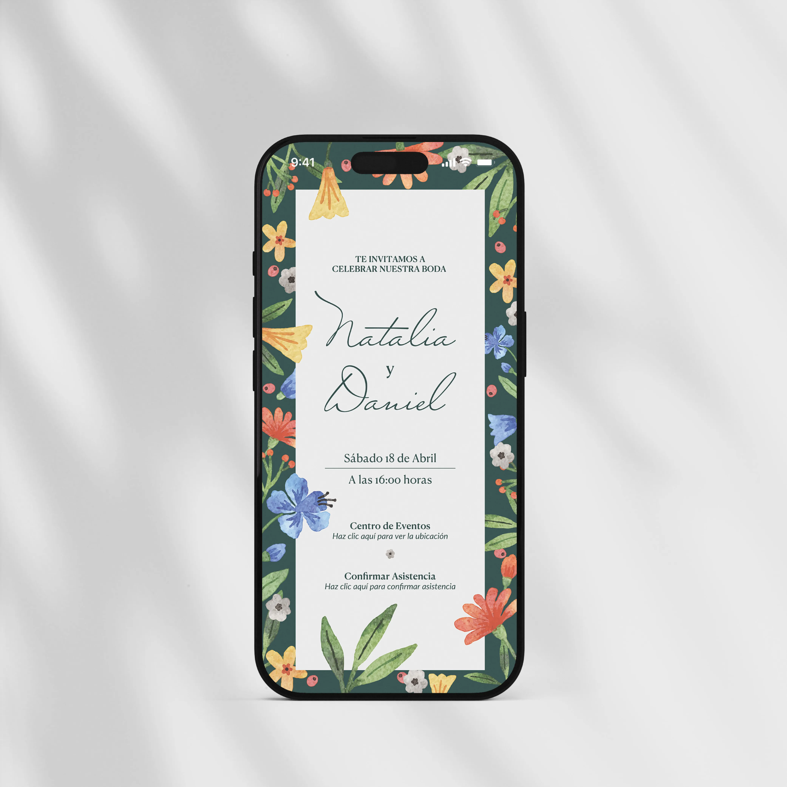 Invitación Digital de Boda Estática estilo Alma floral.