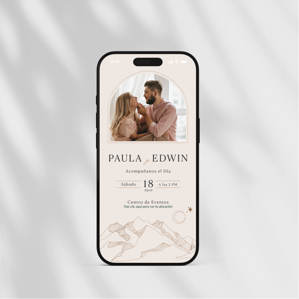 Invitación Digital de Boda Estática estilo Aurora.