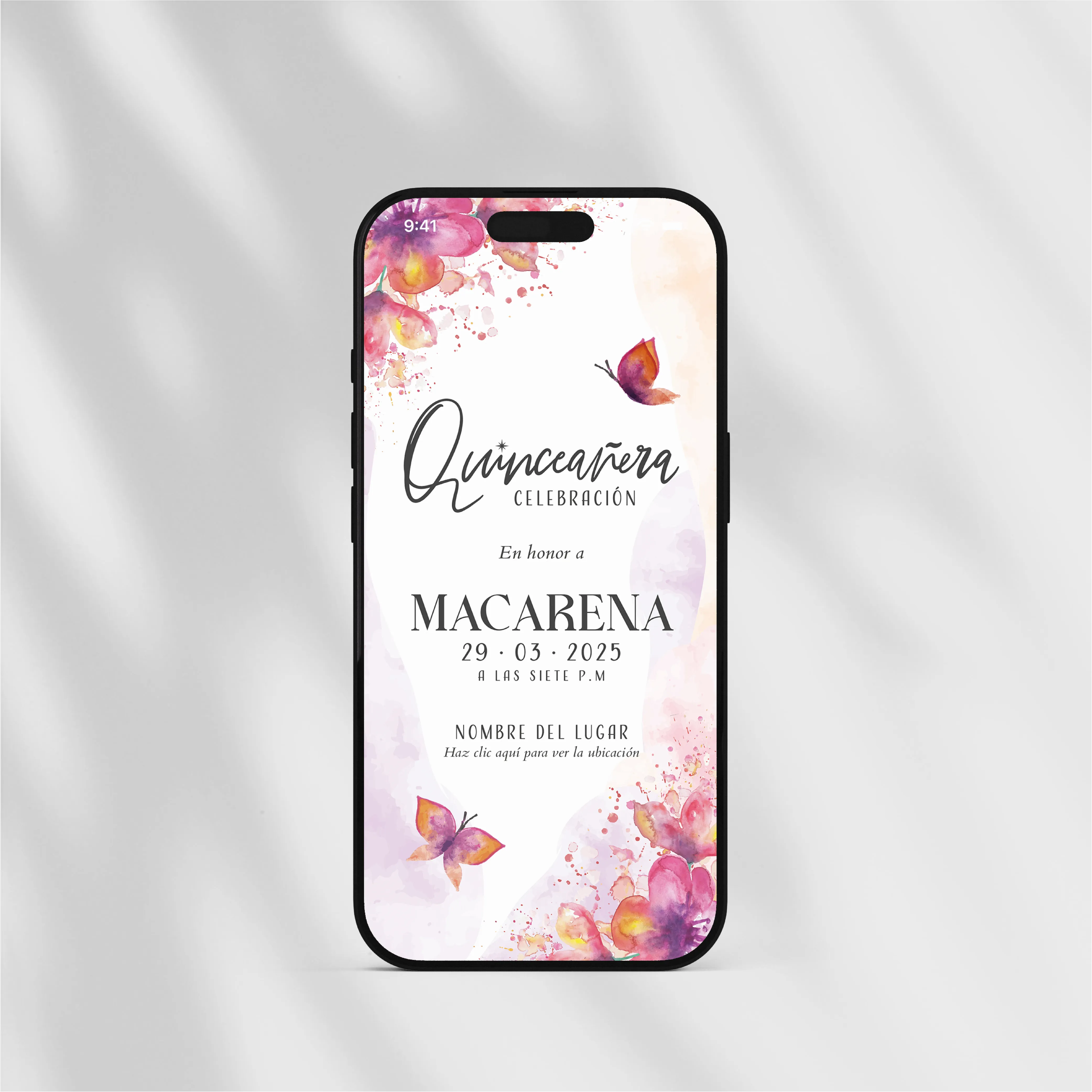 Invitación Digital de XV años Acuarela.