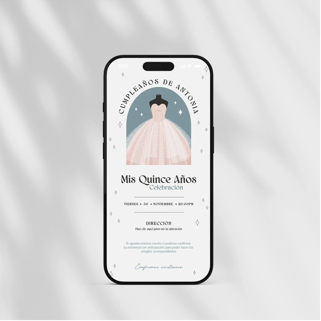 Invitación Digital de XV años Estática Destellos.