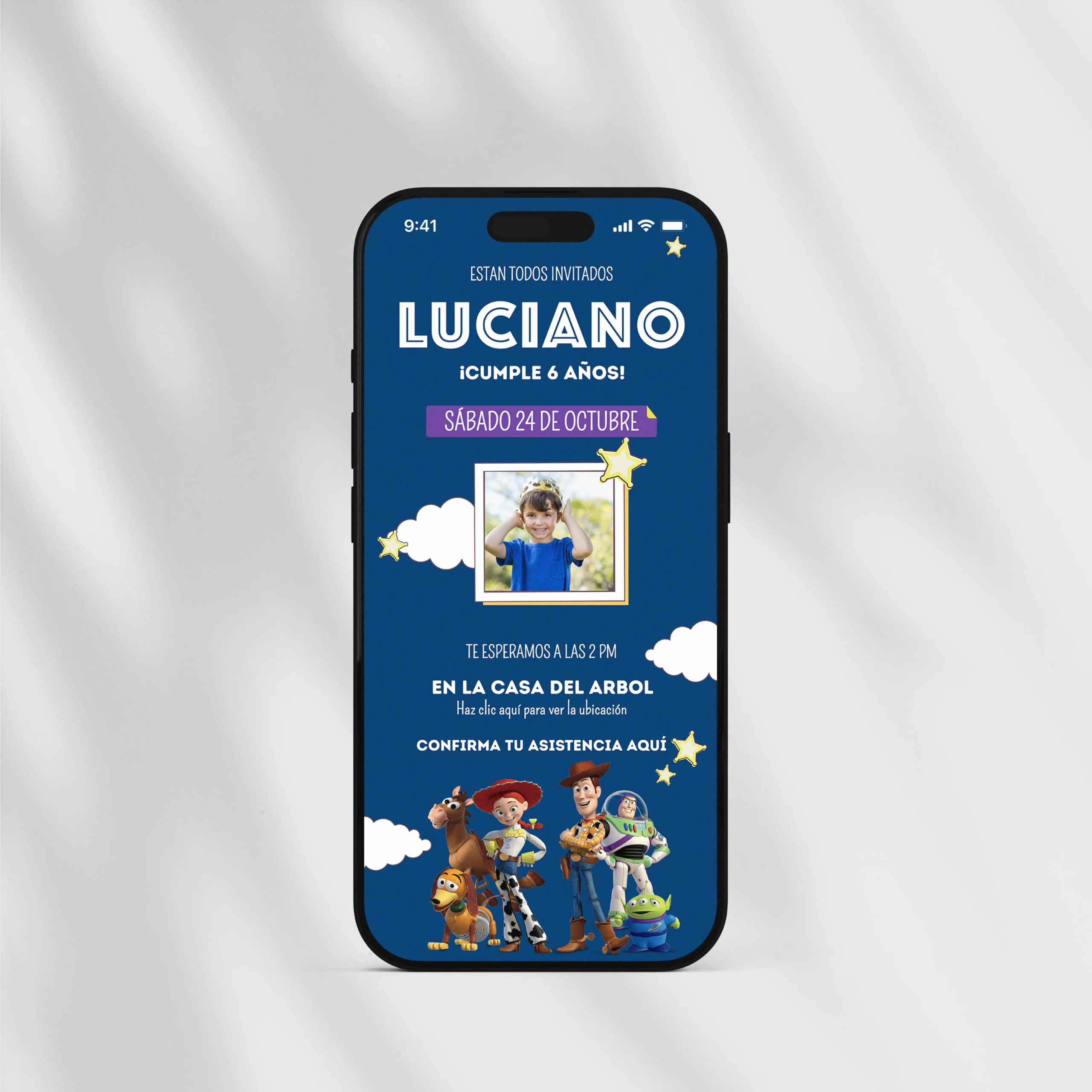 Invitación Digital de cumpleaños Infantiles, Toy Story.