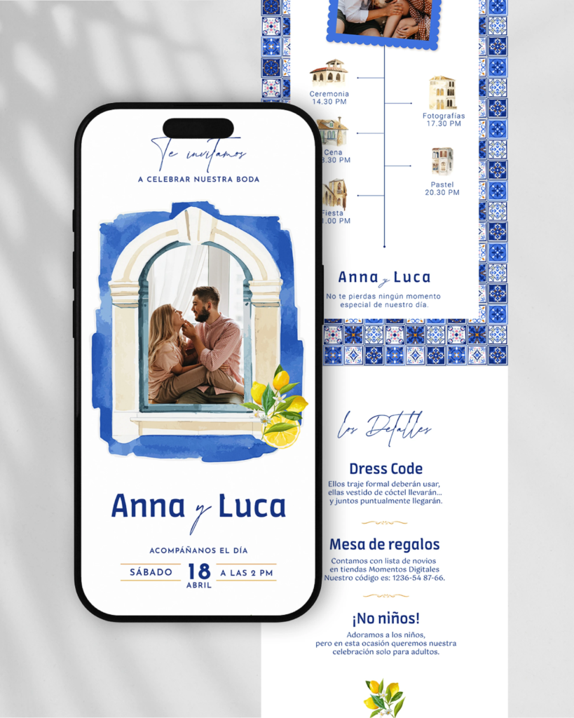 Invitaciones en PDF interactivas y únicas para tu matrimonio, diseño de catálogo "Limoncello", Como el limoncello que refresca el alma, esta paleta trae la alegría vibrante del Mediterráneo.